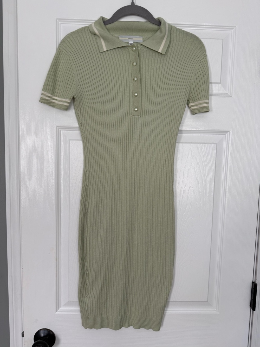 Guess Sage green ribbed dress- size S